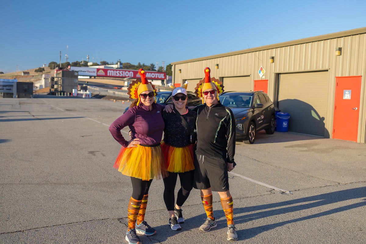 Turkey Trot participants walking the WeatherTech Raceway Laguna Seca circuit