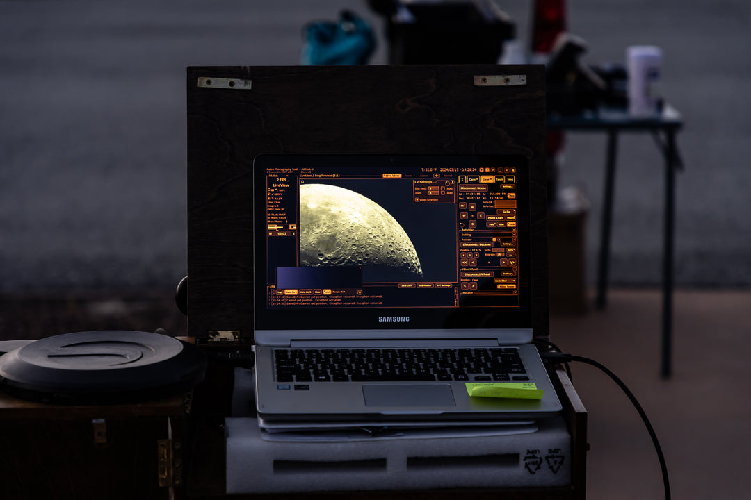Astronomy equipment displaying a detailed view of the moon